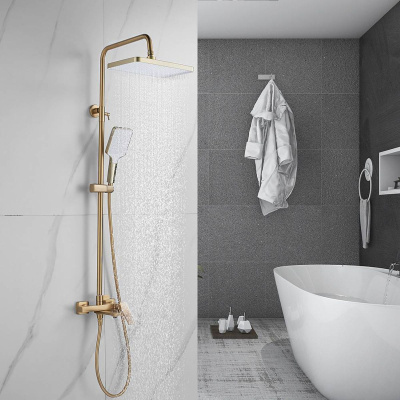 Душевая система Shevanik S4436G верхний душ, лейка, золото, Коллекция S44, , Shevanik