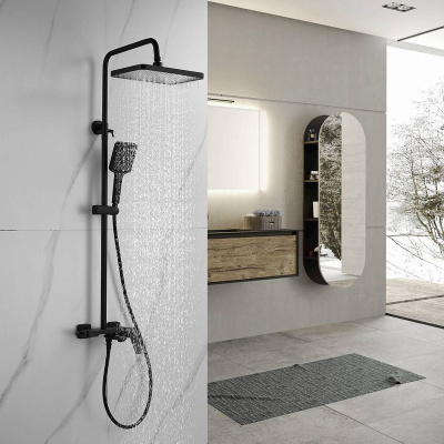 Душевая система Shevanik S4226H верхний душ, лейка, черный, Коллекция S42, , Shevanik