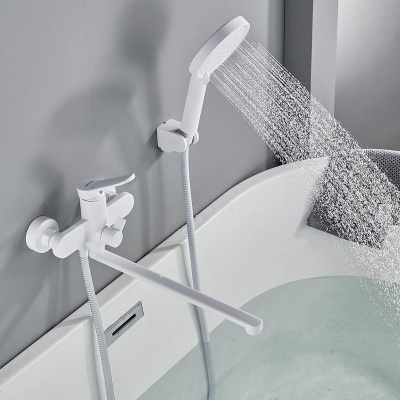 Cмеситель для ванны Shevanik S4322C белый матовый, Коллекция S43, , Shevanik