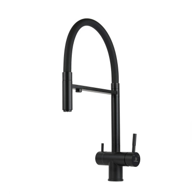 Смеситель для кухни Wasser Zimmer ZM-2010H черный, с гибким изливом, подключением к фильтру питьевой воды, SUS304