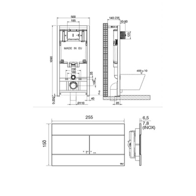 Комплект Инсталляция OLI 80 ECO mechanic с кнопкой Slim белая 886914SLO1 + Унитаз подвесной Knois KN9722002 безободковый, с крышкой 53,5х36х34 см.