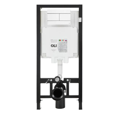 Комплект Инсталляция OLI 80 ECO mechanic с кнопкой Slim белая 886914SLO1 + Унитаз подвесной Knois KN9722001 безободковый, с крышкой 53,3х36,5х35,5 см.