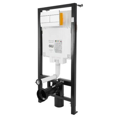 Комплект Инсталляция OLI 80 ECO mechanic с кнопкой Slim белая 886914SLO1 + Унитаз подвесной Knois KN9722001 безободковый, с крышкой 53,3х36,5х35,5 см.