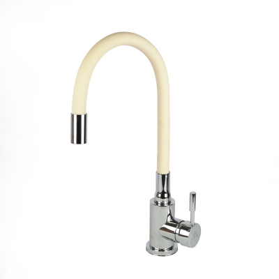 Смеситель для кухни Wasser Zimmer ZM-7728-2-758 хром, с гибким бежевым изливом, SUS304 (12)
