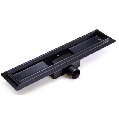 Желоб водоотводящий 400х70 мм TIM BAD464002BK сухой + гидрозатвор, черный матовый (1/4)