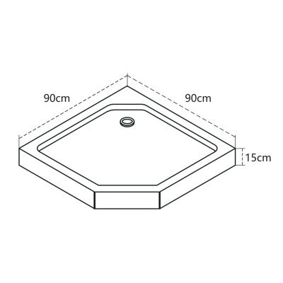 Поддон OLIVE'S P-90155-WH (900*900*150мм) 5-тиугольный, с сифоном, белый