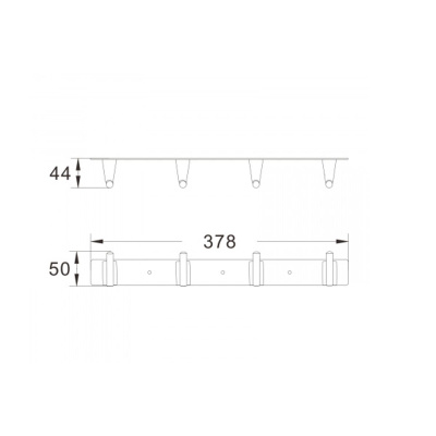 Планка с 4-мя крючками для ванной комнаты Shevanik SG5741 хром (30)