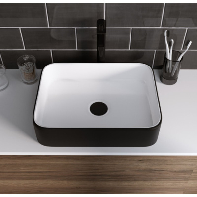 Раковина Grossman GR-4043BW, 505х390х140 мм, черная, белая внутри