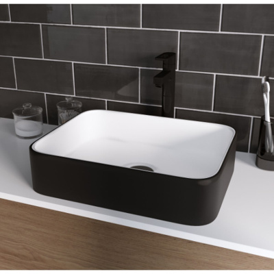 Раковина Grossman GR-4043BW, 505х390х140 мм, черная, белая внутри