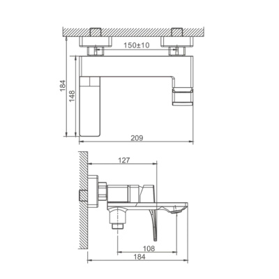 Смеситель для ванны BELZ B60709 короткий излив, хром (10)