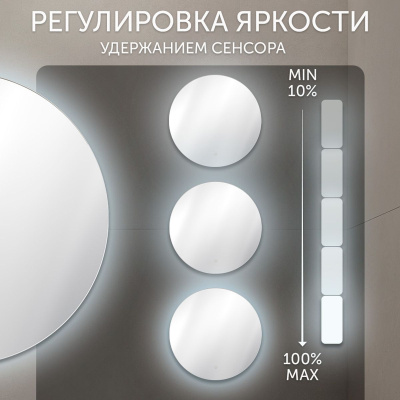 Зеркало AGATA LED 6069-Zm2, 600х600 мм, с сенсором, круглое