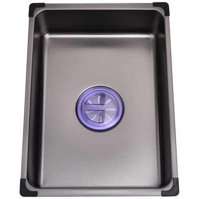 Мойка для кухни врезная Fmark FSC6845Q графит из нержавеющей стали, 68*45 см с сифоном, коландером, мусоросборником, корзинкой для губок