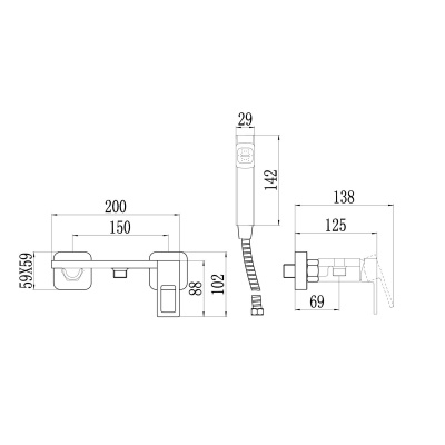 Смеситель для биде Savol S-FXQ013Q графит (10)