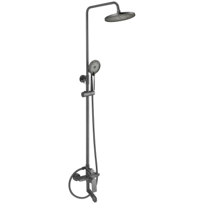 Душевая стойка Fmark FS8845Q со смесителем, лейкой и тропическим душем, графит