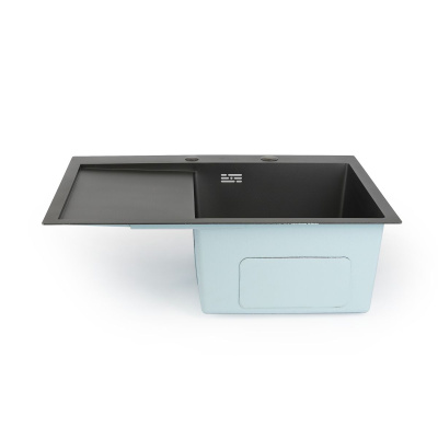 Мойка для кухни врезная Diadonna DS6350BL-R черная из нержавеющей стали, 63*50 см правая с сифоном