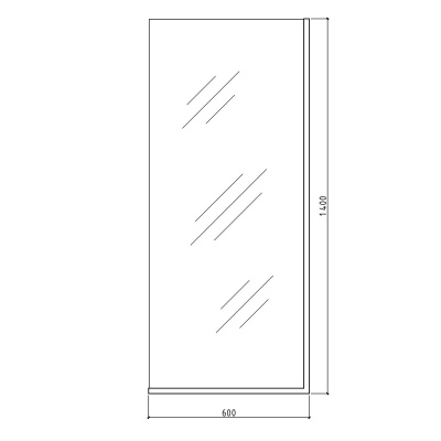 Шторка на ванну стеклянная 60х140 см Watersense Paula S W00211 тонированное закаленное стекло, профиль черный матовый