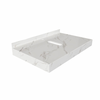 Столешница под раковину керамогранитная 90х50 см Watersense Eva W00283 белый мрамор