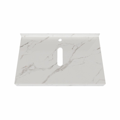 Столешница под раковину керамогранитная 90х50 см Watersense Eva W00283 белый мрамор