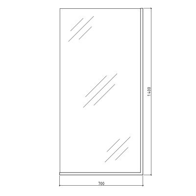 Шторка на ванну стеклянная 70х140 см Watersense Paula W00212 прозрачное закаленное стекло, профиль хром