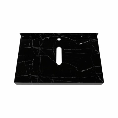 Столешница под раковину керамогранитная 90х50 см Watersense Eva W00293 черный мрамор