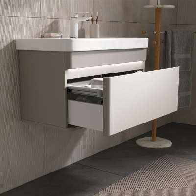 Тумба подвесная EQUIL Elegante 80.2Y tpELGNT80.1Y Амарок/Белый tpELGNT80.1Y (9595)-25.27 с раковиной Nice (9595-80)-25.27