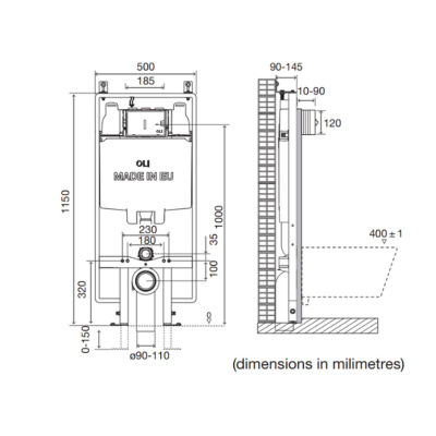 Инсталляция OLI 74 PLUS SANITARBLOCK S90 601803 механическая, 500x1110x90мм