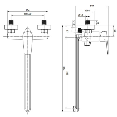 Смеситель для ванны OLIVE’S Tieso 26221TSB, черный, с длинным изливом (8)
