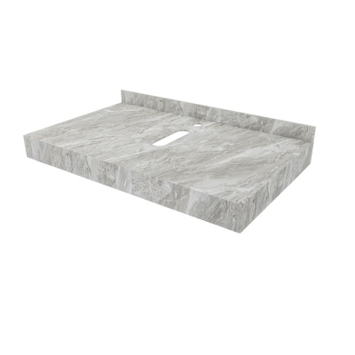 Столешница под раковину керамогранитная 80х50 см Watersense Eva W00287 серый мрамор