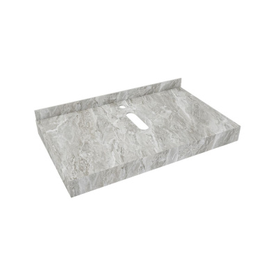 Столешница под раковину керамогранитная 80х50 см Watersense Eva W00287 серый мрамор