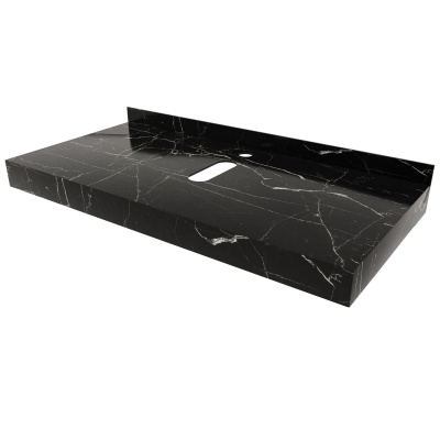 Столешница под раковину керамогранитная 100х50 см Watersense Eva W00294 черный мрамор