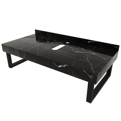 Столешница под раковину керамогранитная 100х50 см Watersense Eva W00294 черный мрамор