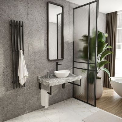 Столешница под раковину керамогранитная 100х50 см Watersense Eva W00289 серый мрамор