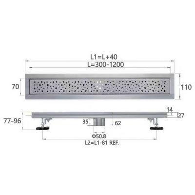 Желоб водоотводящий SAVOL S-DL01L-60 сатин, под плитку 60 см (6)