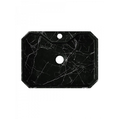 Раковина накладная Watersense Paula 50 W00755 500х370х135 мм с полочкой под смеситель, черный мрамор