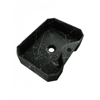 Раковина накладная Watersense Paula 50 W00755 500х370х135 мм с полочкой под смеситель, черный мрамор