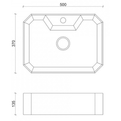 Раковина накладная Watersense Paula 50 W00755 500х370х135 мм с полочкой под смеситель, черный мрамор