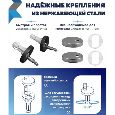 Сиденье для унитаза Watersense Rita Strike W01844 дюропласт, с микролифтом, быстросъем, универсальное