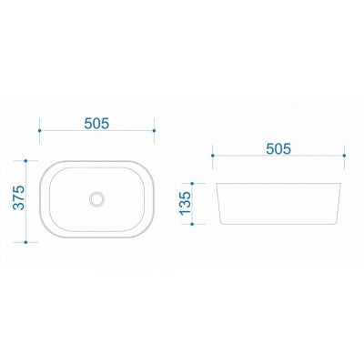 Раковина накладная Watersense Rita 51 W00022 505х375х135 мм белая