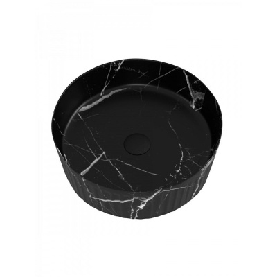 Раковина накладная Watersense Paula D37 W00772 370х370х130 мм мрамор черный матовый