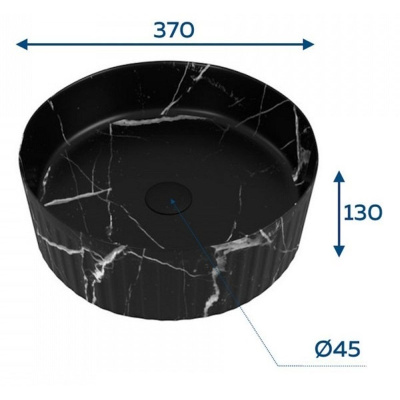 Раковина накладная Watersense Paula D37 W00772 370х370х130 мм мрамор черный матовый