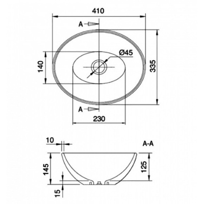 Раковина накладная Watersense Amelia 40 W00005 410х335х140 мм белая