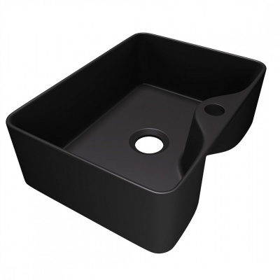 Раковина накладная Watersense Eva Mini 41 W00174 405х300х130 мм с полочкой под смеситель, черная матовая