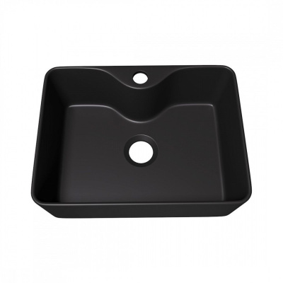 Раковина накладная Watersense Eva Mini 41 W00174 405х300х130 мм с полочкой под смеситель, черная матовая