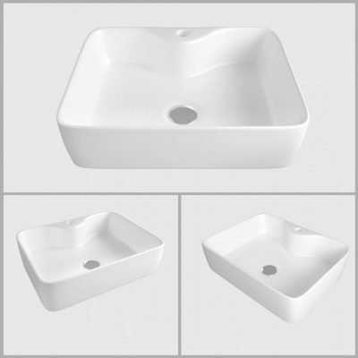 Раковина накладная Watersense Eva S 48 W00002 480х370х130 мм с полочкой под смеситель, белая