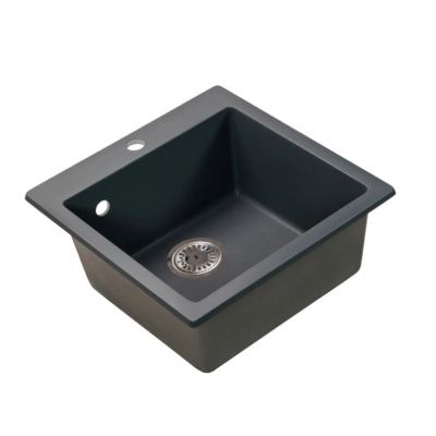 Мойка для кухни врезная SimGran Q-10 тёмно-серая из кварцистик, 48*47 см без сифона