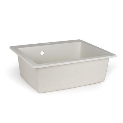 Мойка для кухни врезная SimGran Q-13 белая из кварцистик, 56.4*47.7 см без сифона