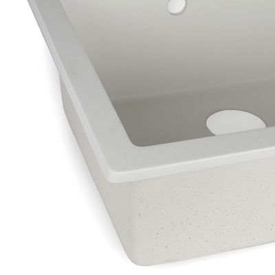 Мойка для кухни врезная SimGran Q-13 белая из кварцистик, 56.4*47.7 см без сифона