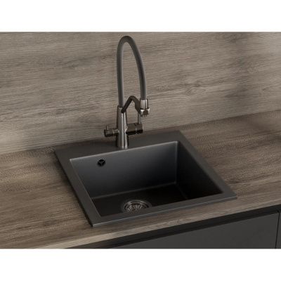 Мойка для кухни врезная SimGran Q-10 белая из кварцистик, 48*47 см без сифона