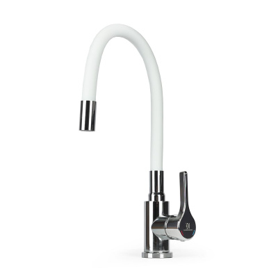 Смеситель для кухни Wasser Zimmer ZM-7781-2-768 хром, гибкий излив белый, SUS304 (12)