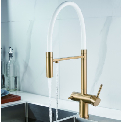 Смеситель для кухни Shevanik S178G с подключением фильтра питьевой воды, матовое золото (8)